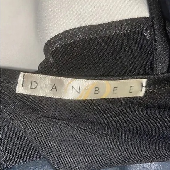 Danbee Womens Black Mesh Cutout Publem White Top Black Lace & Band - Picture 8 of 8